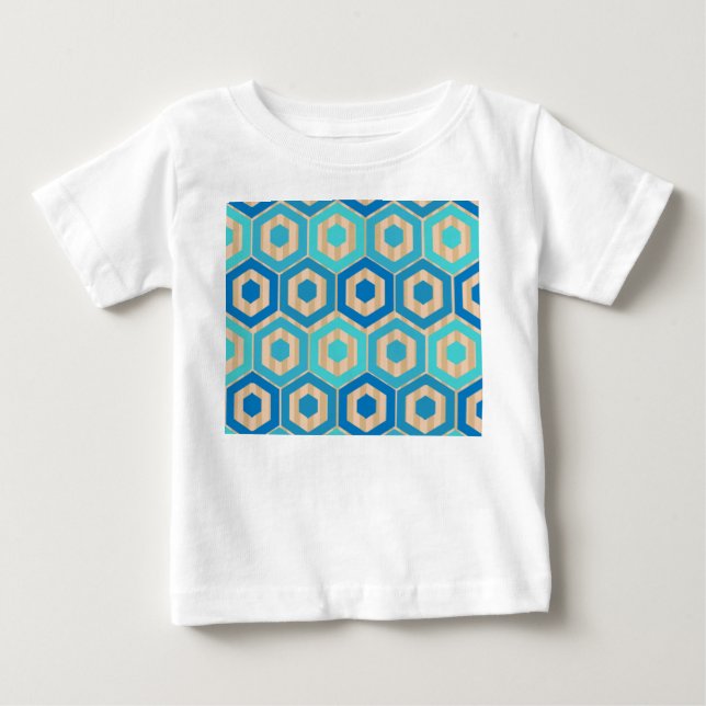 T-shirt Pour Bébé Hexagones et Rayures – Mer et Sable  (Devant)