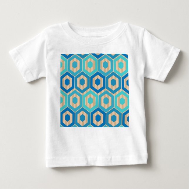 T-shirt Pour Bébé Hexagons et rayures - Mer et Sable (Devant)