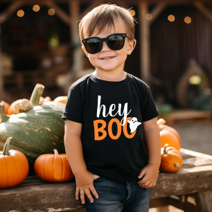 T-shirt Pour Bébé Hey Boo Orange Black Funny Halloween Ghost