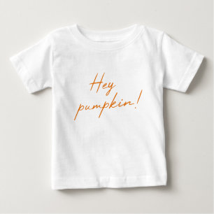 T-shirt Pour Bébé Hey Citrouille Halloween Burnt Orange manuscrit