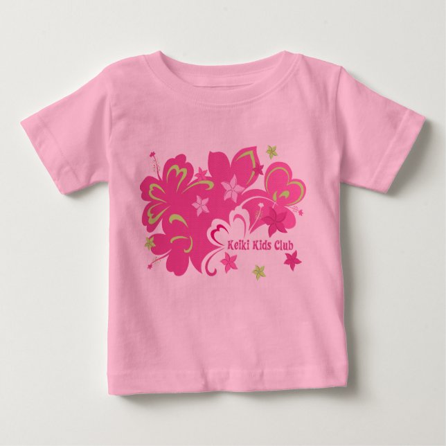 T-shirt Pour Bébé Hibiscus et papillon hawaïens (Devant)