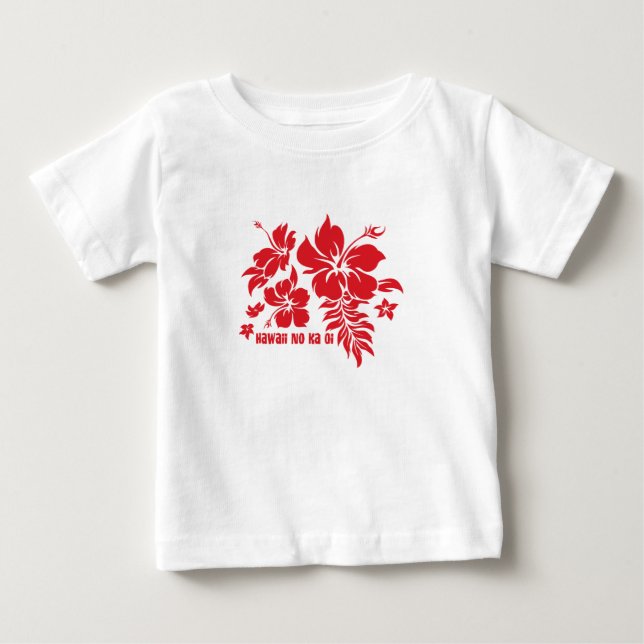 T-shirt Pour Bébé Hibiscus Pareau Floral hawaïen en rouge (Devant)
