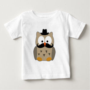 T-shirt Pour Bébé Hibou avec Moustache et Casquette