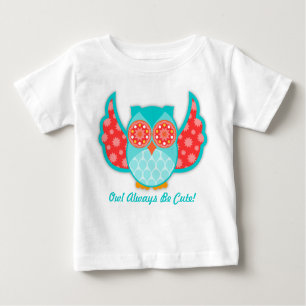 T-shirt Pour Bébé Hibou Boheme Teal et rouge