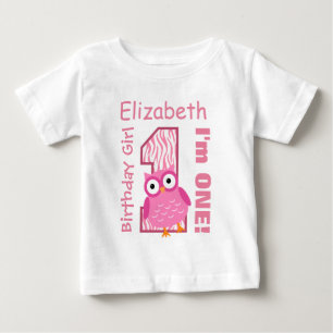 T-shirt Pour Bébé Hibou et zèbre modèle 1er anniversaire pour elle A