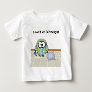 T-shirt Pour Bébé hibou paresseux - je ne fais pas le lundi !