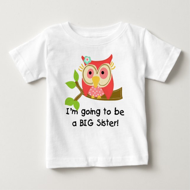 T-shirt Pour Bébé Hibou va être une soeur (Devant)