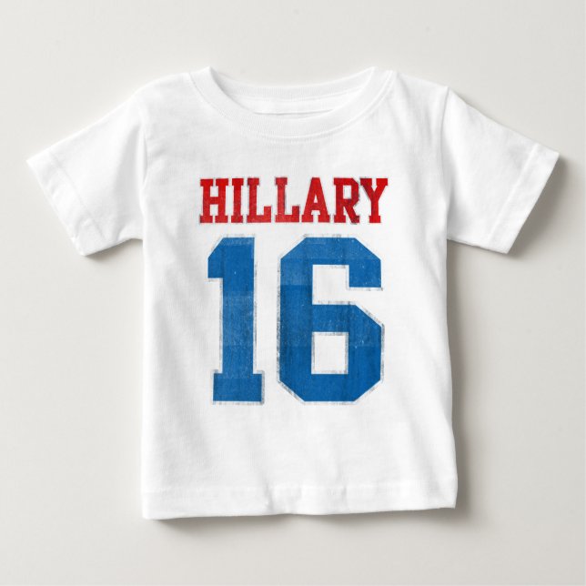 T-shirt Pour Bébé Hillary 2016, rétro fac grunge (Devant)