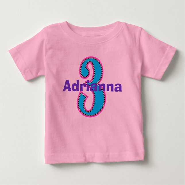 T-shirt Pour Bébé Hippe Chic Troisième anniversaire fille chemise (Devant)