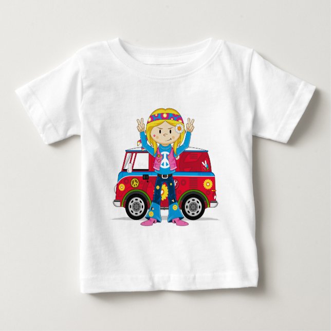 T-shirt Pour Bébé Hippie de la paix des soixante-dix (Devant)