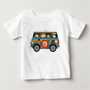 T-shirt Pour Bébé Hippie Van de paix d'années '60 de bande dessinée