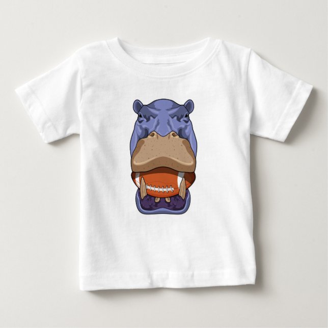 T-shirt Pour Bébé Hippo à Football Sports (Devant)