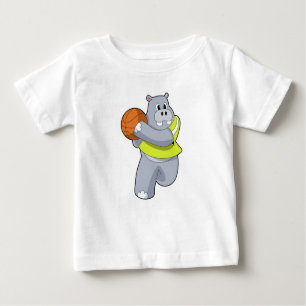 T-shirt Pour Bébé Hippo as basketball player with basketball.PNG