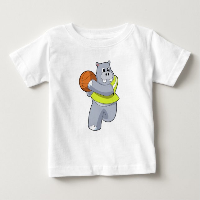 T-shirt Pour Bébé Hippo as basketball player with basketball.PNG (Devant)