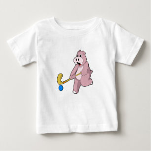T-shirt Pour Bébé Hippo at hockey