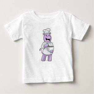 T-shirt Pour Bébé Hippo comme chef avec bol