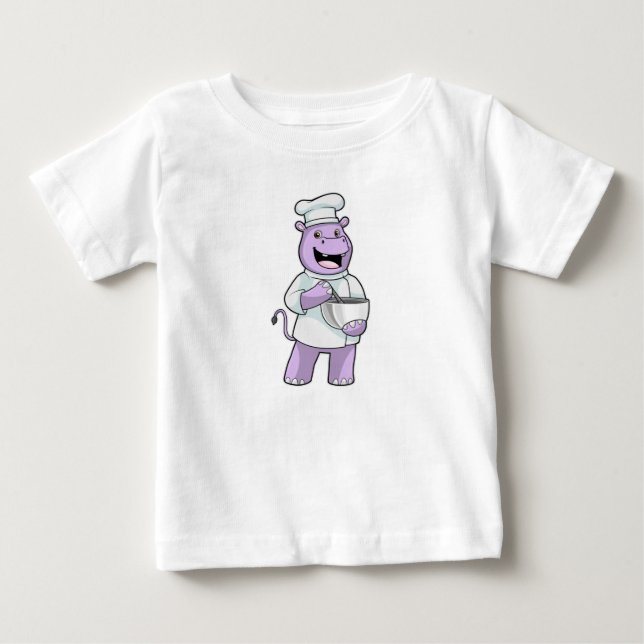 T-shirt Pour Bébé Hippo comme chef avec bol (Devant)