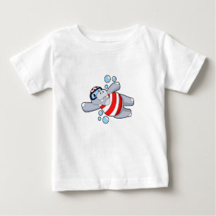 T-shirt Pour Bébé Hippo comme Plongeur avec lunettes de natation