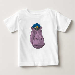 T-shirt Pour Bébé Hippo en tant que policier
