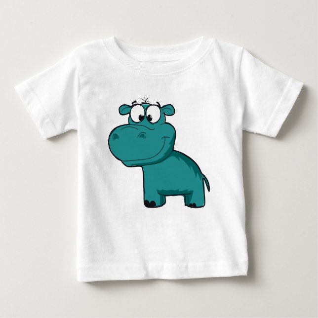 T-shirt Pour Bébé Hippo heureux bleu (Devant)