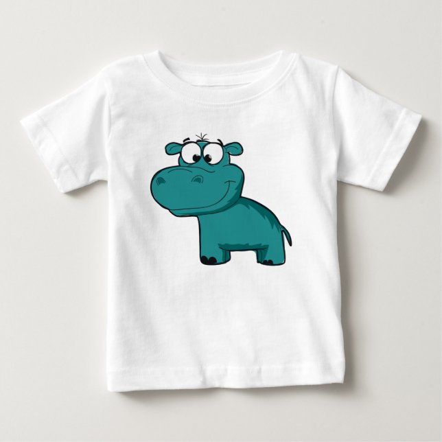T-shirt Pour Bébé Hippo heureux bleu (Devant)