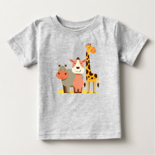T-shirt Pour Bébé Hippo Hugs & Giraffe Giggles Adorable Safari bébé