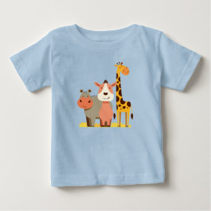 T-shirt Pour Bébé Hippo Hugs & Giraffe Giggles Adorable Safari bébé