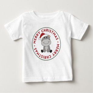 T-shirt Pour Bébé Hippo Joyeux Noël Animaux d'hiver Hippopotames