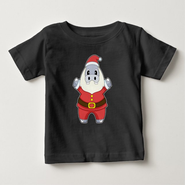 T-shirt Pour Bébé Hippo Noël Père Noël (Devant)