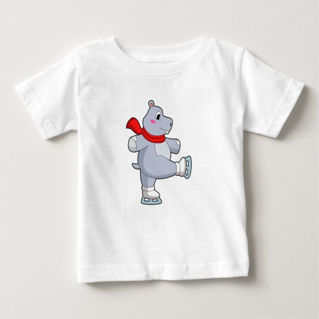 T-shirt Pour Bébé Hippo Patinage sur glace Patins sur glace (Devant)