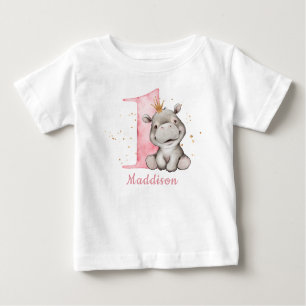 T-shirt Pour Bébé Hippo Princesse Baby Girl 1er anniversaire