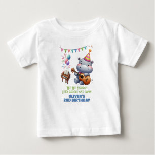 T-shirt Pour Bébé "Hippo Super anniversaire Bash Bonanza !" Invitati