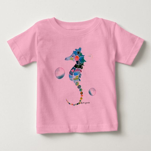 T-shirt Pour Bébé Hippocampe avec des bulles (Devant)