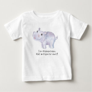 T-shirt Pour Bébé Hippopotame de Whimsical - Aquarelle