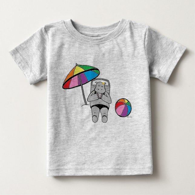 T-shirt Pour Bébé Hippopotame échoué (Devant)