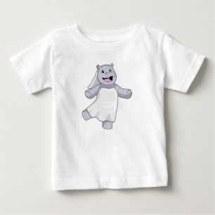 T-shirt Pour Bébé Hippopotame en mariée avec voile