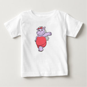 T-shirt Pour Bébé Hippopotame en mariée avec voile et nœud