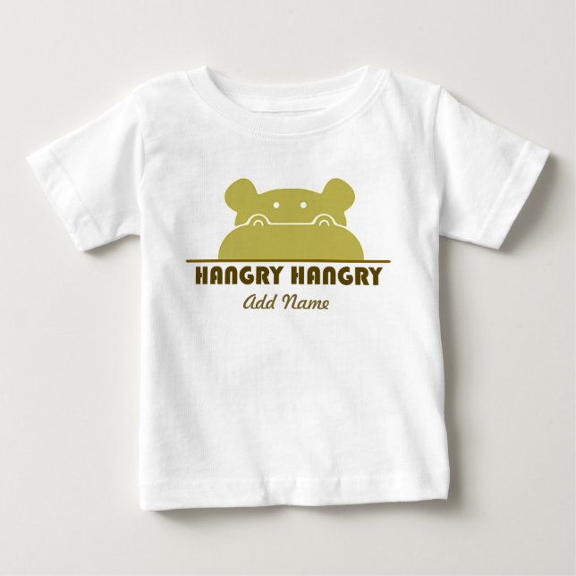 T-shirt Pour Bébé Hippopotame mignon drôle vert de Hangry affamé (Devant)