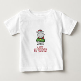 T-shirt Pour Bébé Hippopotame pour Noël - conception mignonne
