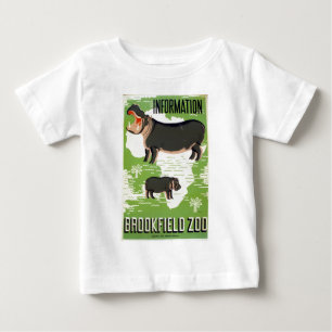 T-shirt Pour Bébé Hippopotame vintage WPA de zoo de Brookfield