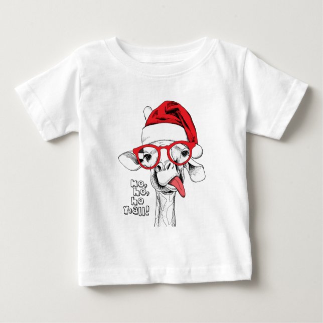 T-shirt Pour Bébé Hipster Christmas Giraffe | Vacances (Devant)