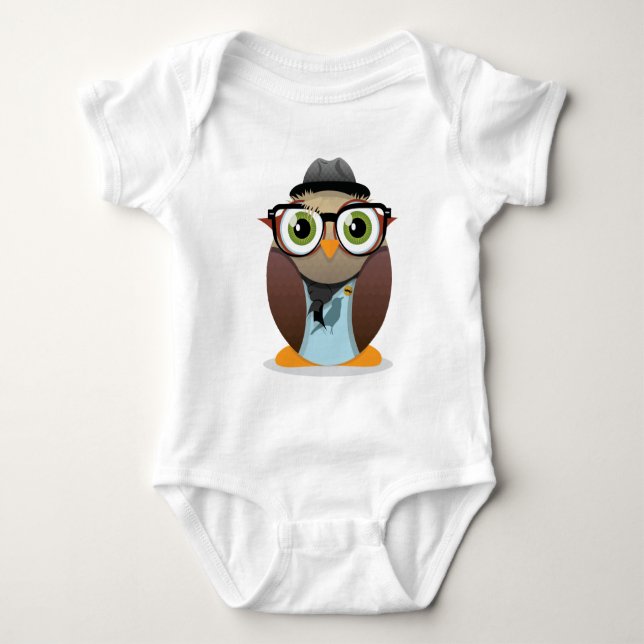 T-shirt Pour Bébé Hipster Owl petite impression (Devant)