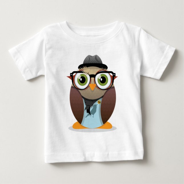 T-shirt Pour Bébé Hipster Owl petite impression (Devant)