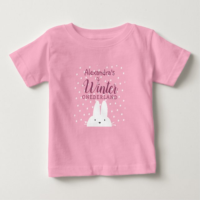 T-shirt Pour Bébé Hiver Onederland Bunny 1er anniversaire (Devant)