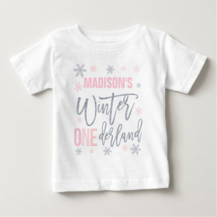 T-shirt Pour Bébé Hiver ONEderland rose 1er anniversaire tenue