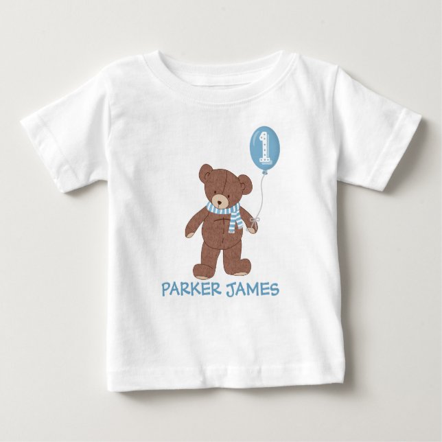 T-shirt Pour Bébé Hiver Teddy Bear Balloon 1er Birthday Shirt (Devant)