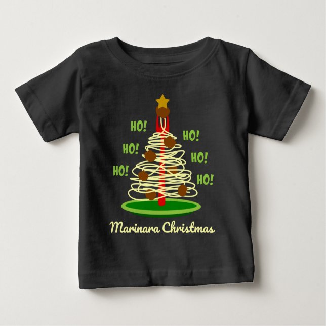 T-shirt Pour Bébé Ho ! Ho ! Ho ! Arbre de Noël Marinara (Devant)