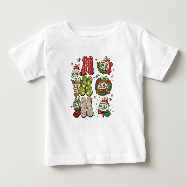 T-shirt Pour Bébé Ho Ho Ho Cute Christmas Monster Characters Tee (Devant)