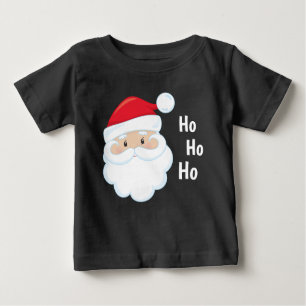 T-shirt Pour Bébé Ho Ho Ho Père Noël Face Noël Fêtes Rouge Blanc