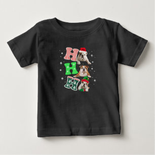 T-shirt Pour Bébé Ho Ho Ho Santa en Anglais Bouledogue Rennes Noël